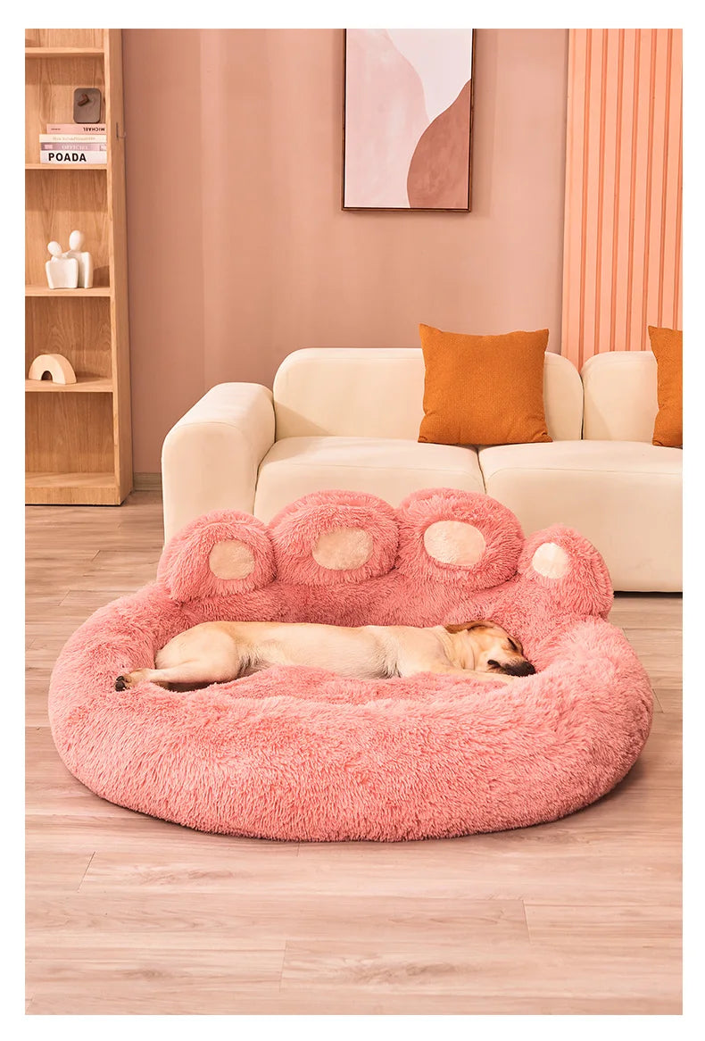 Fluffy Paw-Shaped Pet Bed – Soft Cushion for Cats & Dogs