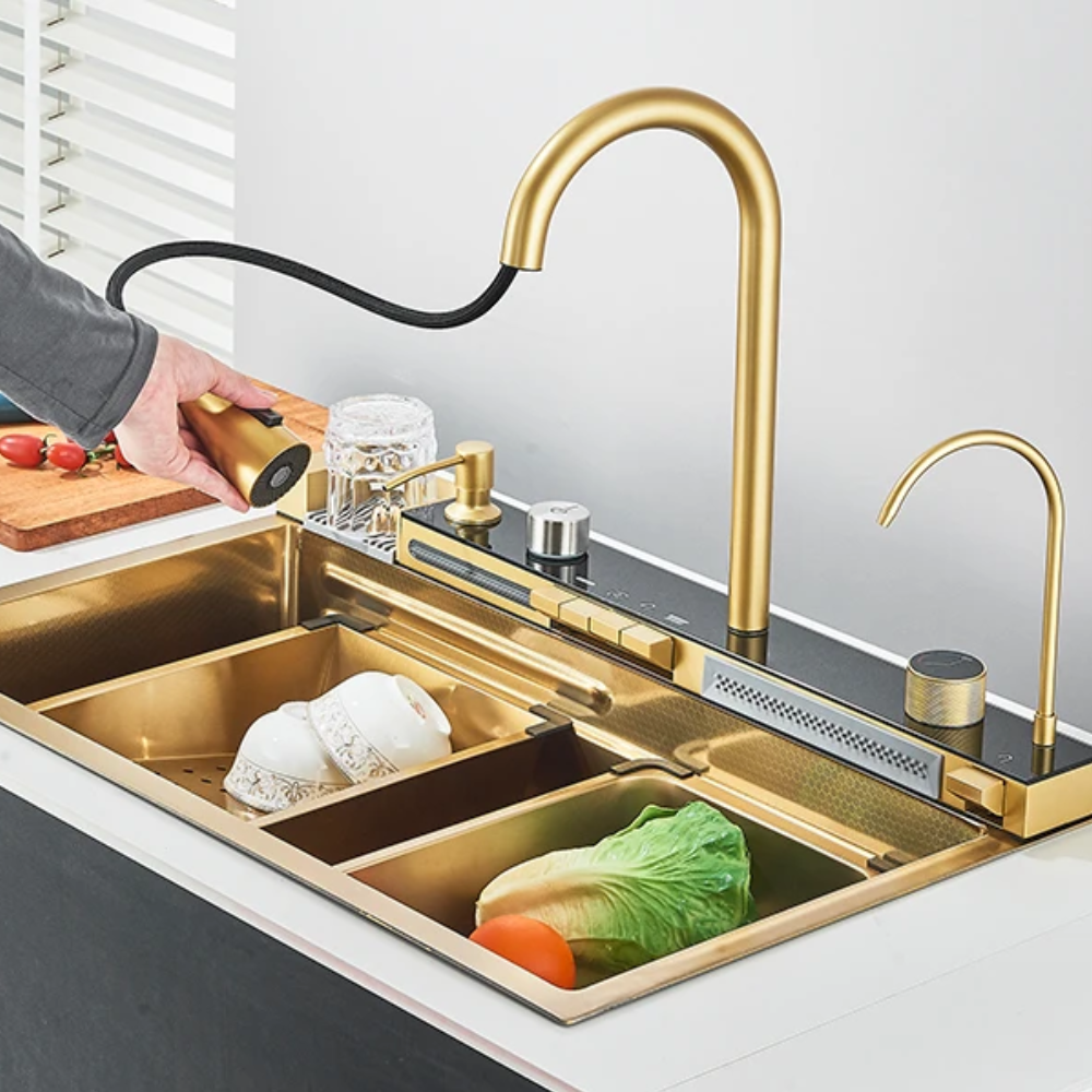 AquaForge™ – Digital Waterfall Stainless Steel Whale Sink