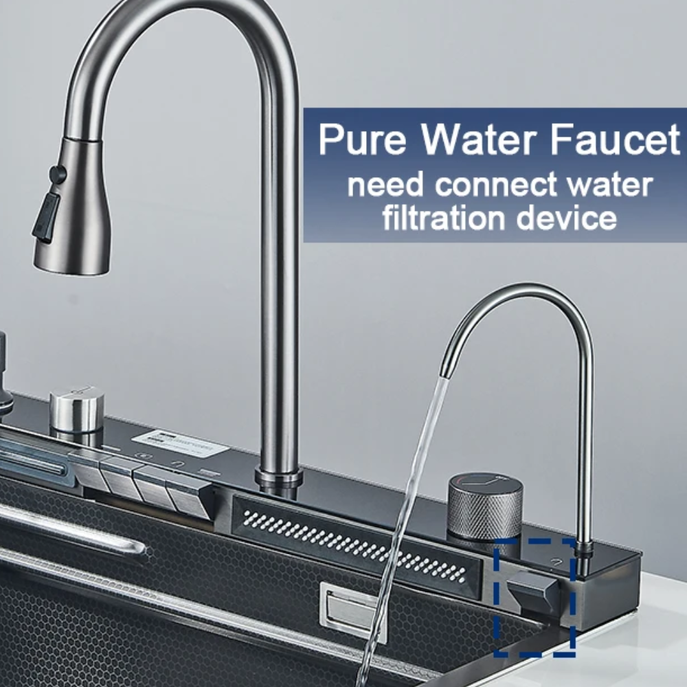 AquaForge™ – Digital Waterfall Stainless Steel Whale Sink