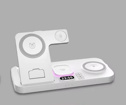 30W Digital Clock Wireless Charger RGB Night Light Fast Charging Station for Smartphone Airpods Pro Huawei Apple Watch Stand