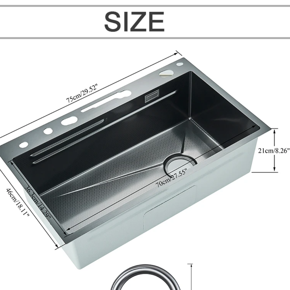 AquaForge™ – Digital Waterfall Stainless Steel Whale Sink