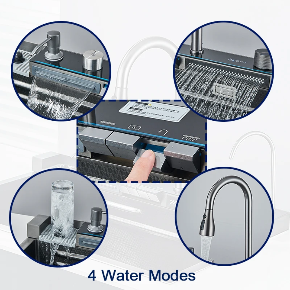 AquaForge™ – Digital Waterfall Stainless Steel Whale Sink
