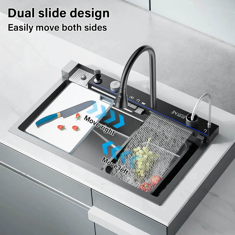 AquaForge™ – Digital Waterfall Stainless Steel Whale Sink