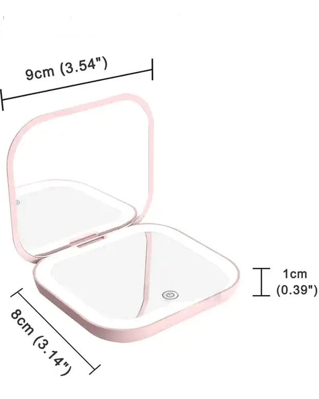 Rechargeable LED Travel Makeup Mirror – Dual-Sided 2X Magnification
