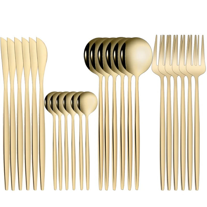 Luxurest™ – 24pcs Stainless Steel Dinner Set