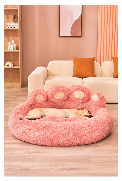 Fluffy Paw-Shaped Pet Bed – Soft Cushion for Cats & Dogs