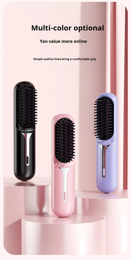 Multifunctional Wireless Straightening Hair Brush - Ionic, anti-Scalding Straightener