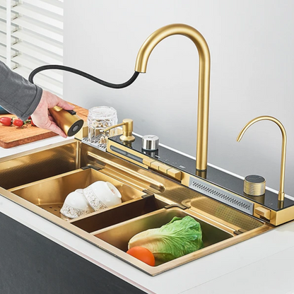 AquaForge™ – Digital Waterfall Stainless Steel Whale Sink