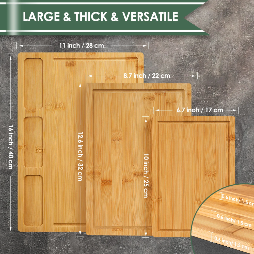 ChopNest™ – 3pc Bamboo Cutting Board Set