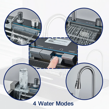 AquaForge™ – Digital Waterfall Stainless Steel Whale Sink
