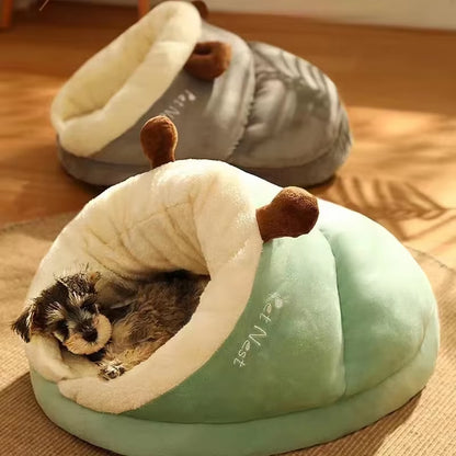 Cozy & Cute Slippers Shaped Dog Bed - Warm, Breathable, Washable Pet House for Small Dogs and Cats