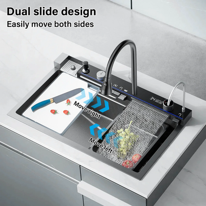 AquaForge™ – Digital Waterfall Stainless Steel Whale Sink