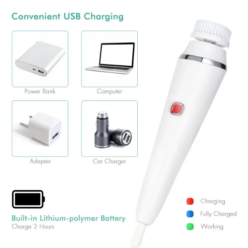 Electric Facial Cleaner 4 in 1 Face Cleansing Brush Wash Machine Spa Skin Care Massager Blackhead Cleaning Facial Skin Cleanser