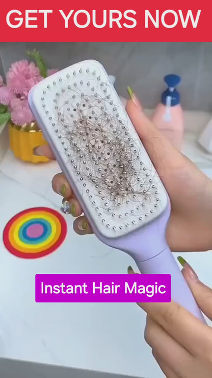 Smart Rotating Self-Cleaning Hair Brush – Antistatic Massage Comb with Adjustable Bristle Length